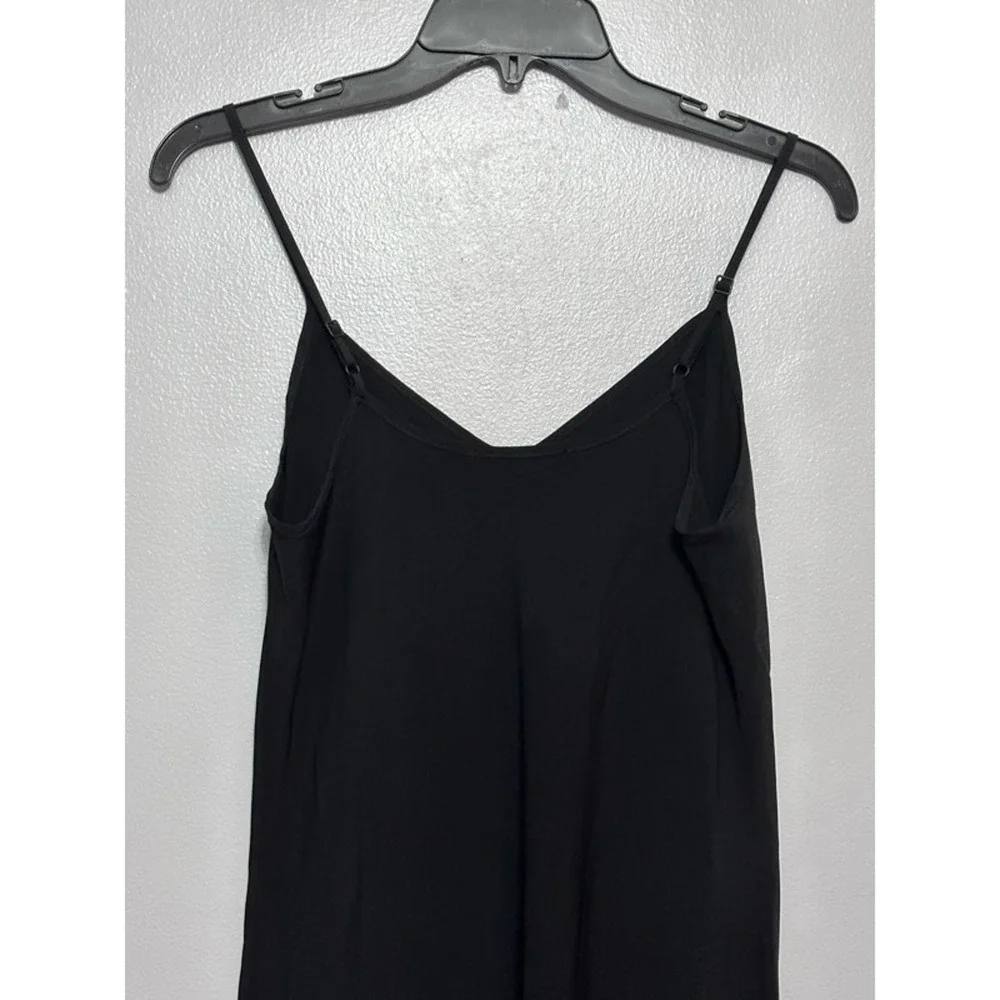 Allsaints Slip Dress Women's 00 Black Solid Knee Length V Neck Minimalist New - Picture 6 of 9